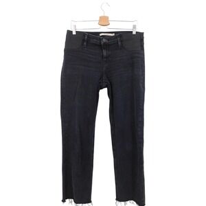 Hudson Remi Maternity Straight Leg Jeans Size 28 Black Wash Distressed Hem